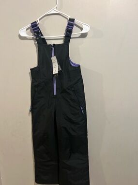 Champion Black Kids Snow Overalls with Purple Trim
